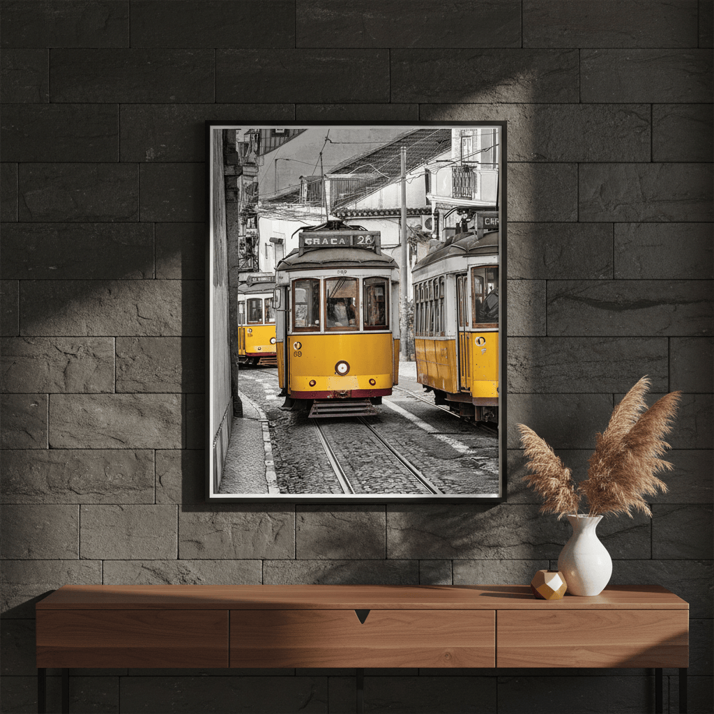 Affiche tramways jaunes de Lisbonne Affiche "Electrico"