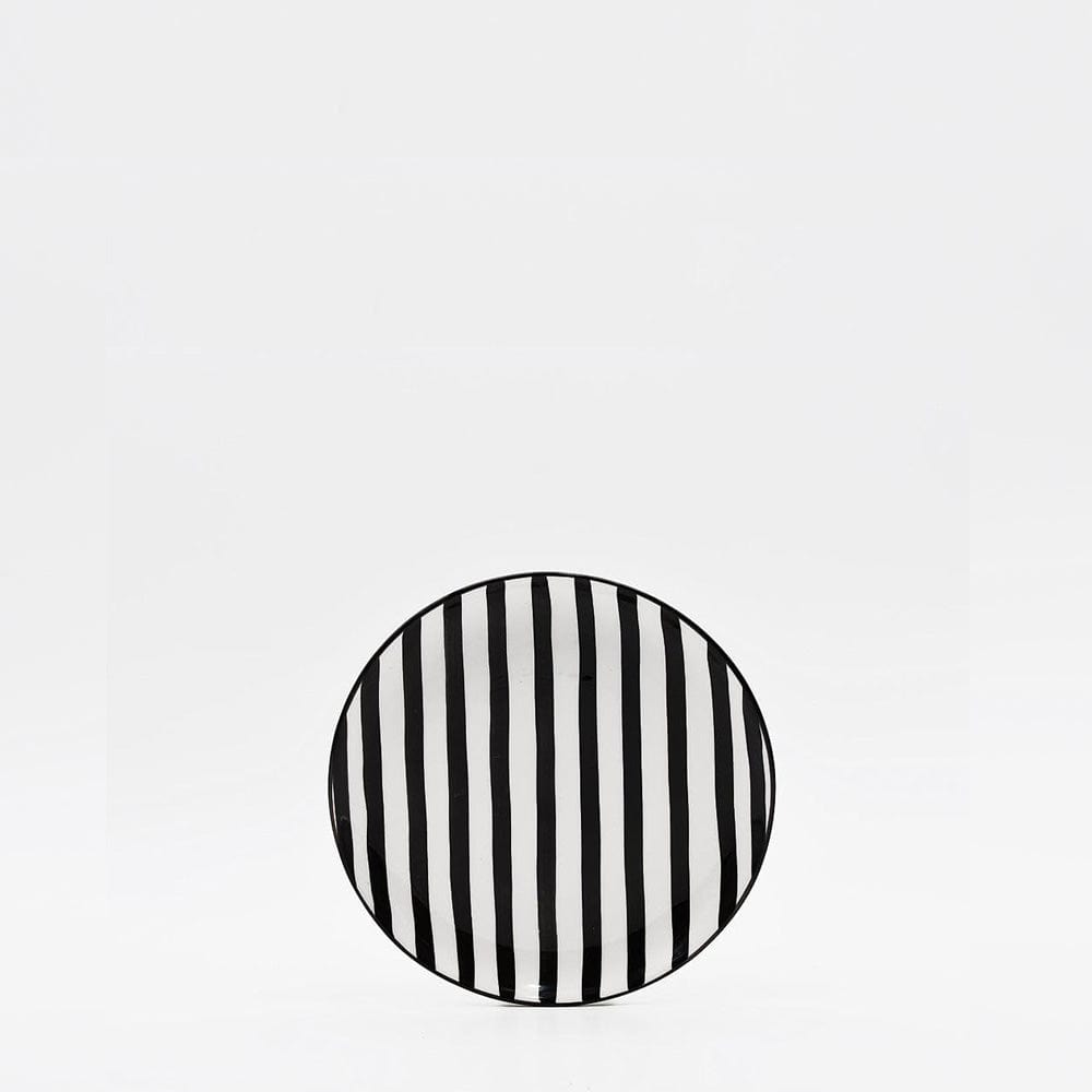 Assiette à pain rayée noire et blanche I Vaisselle du Portugal en ligne Assiette rayée "Costa Nova Mar" 15cm - Noire