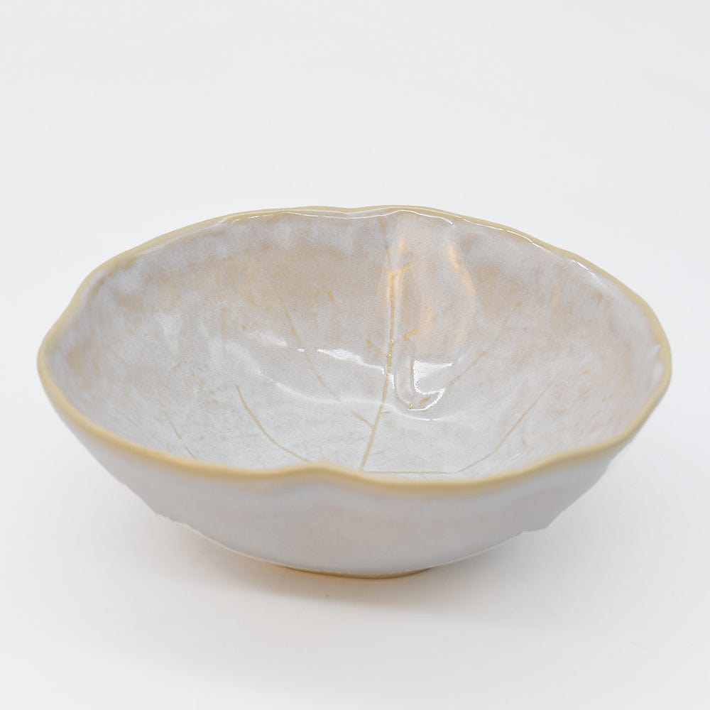 Assiette en porcelaine blanche à bord doré Ø27cm – Fabriquée au Portugal Bol en grès en forme de chou