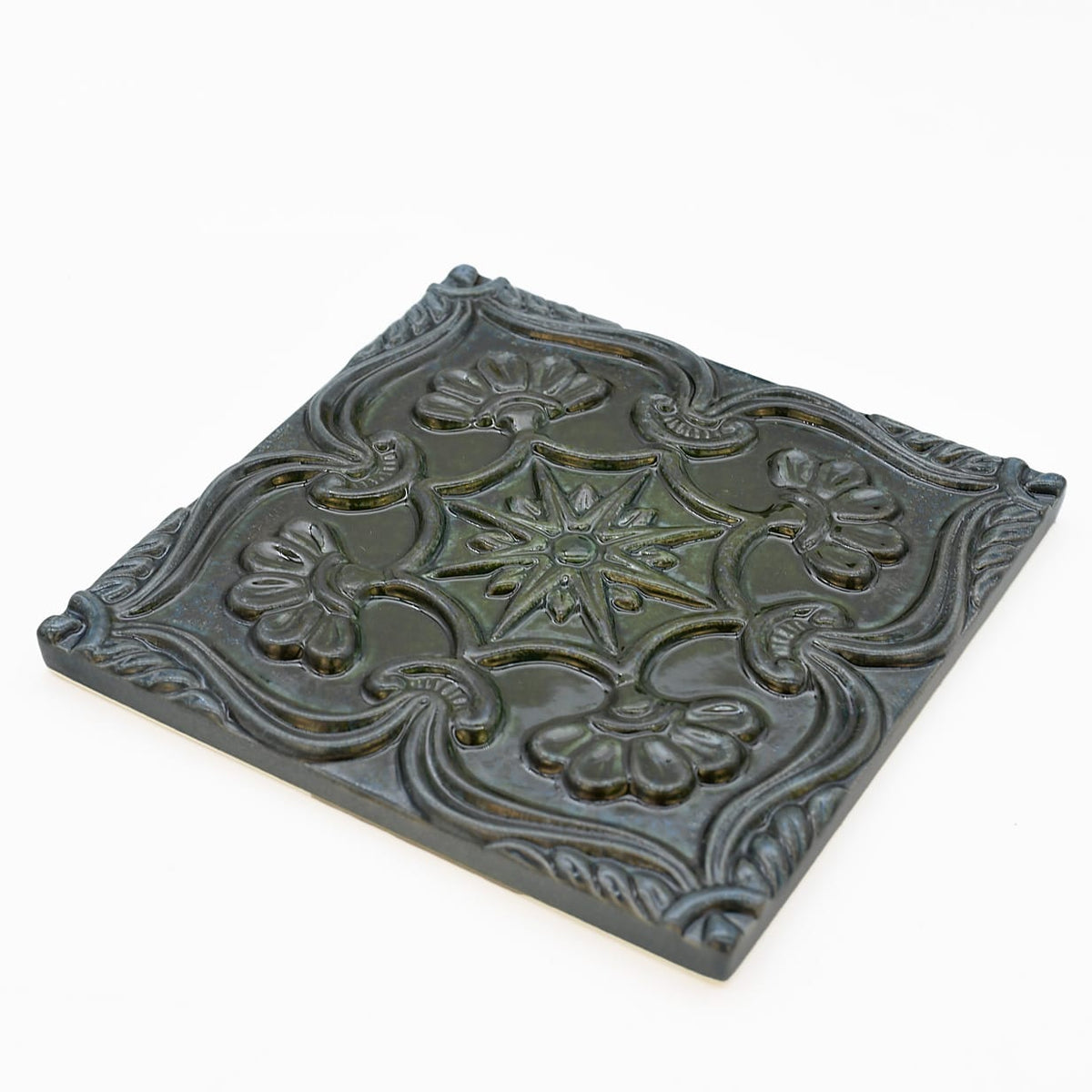 Azulejo à relief kakhi du Portugal Azulejo Padrão à relief - 15x15cm