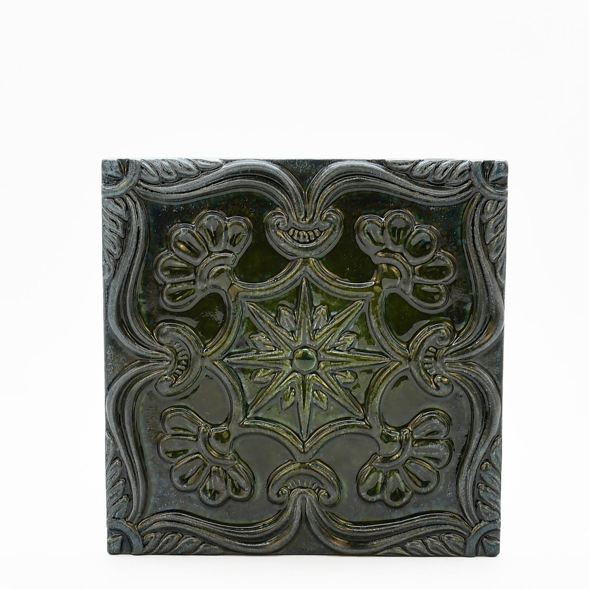 Azulejo à relief kakhi du Portugal Azulejo Padrão à relief - 15x15cm