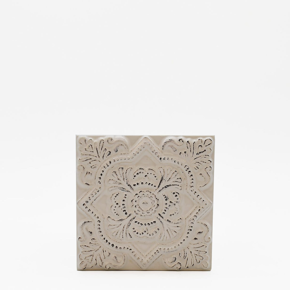 Azulejo du Portugal blanc I Fabrication artisanale Azulejo Padrão à relief - 10x10cm