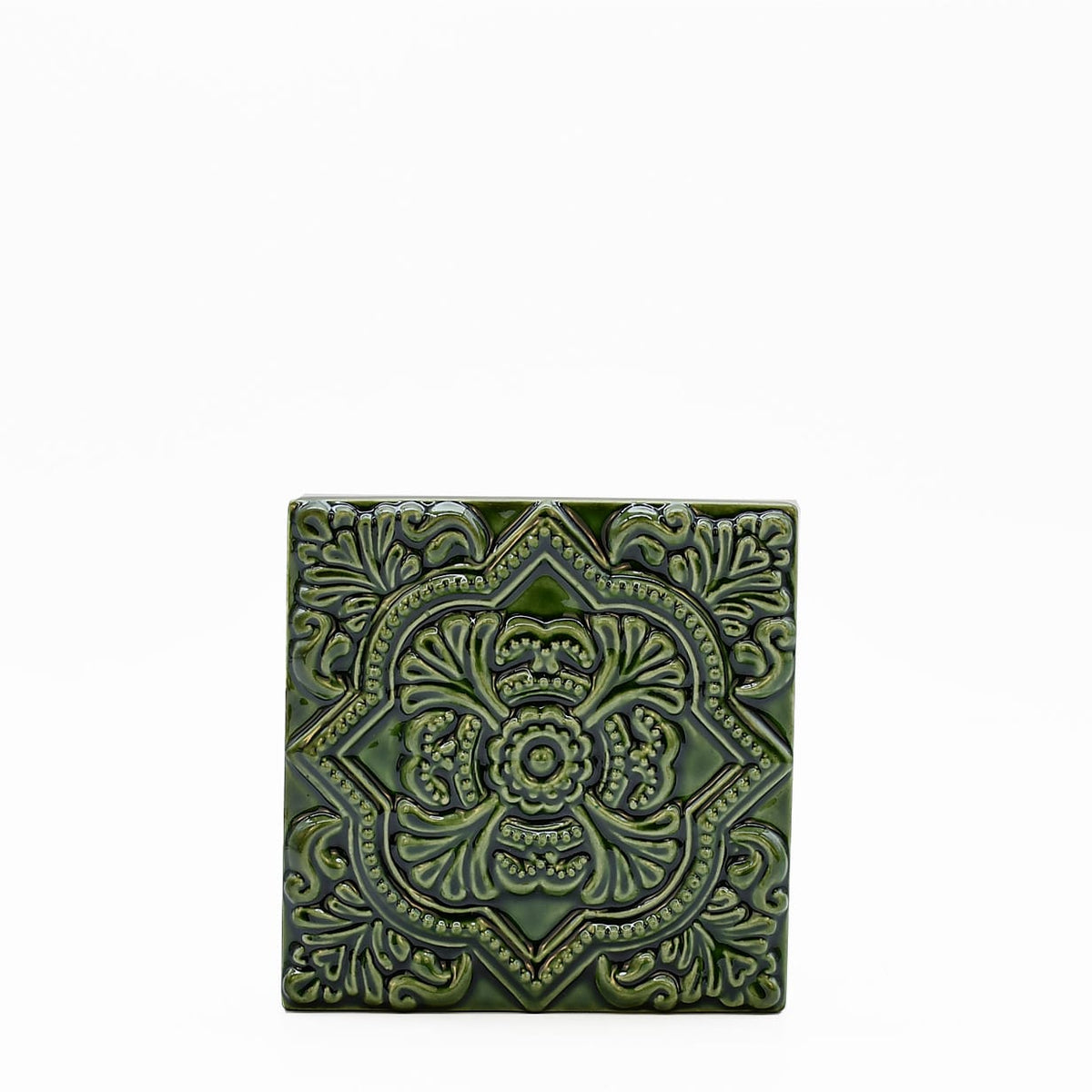 Azulejo du Portugal kakhi I Fabrication artisanale Azulejo Padrão à relief - 10x10cm