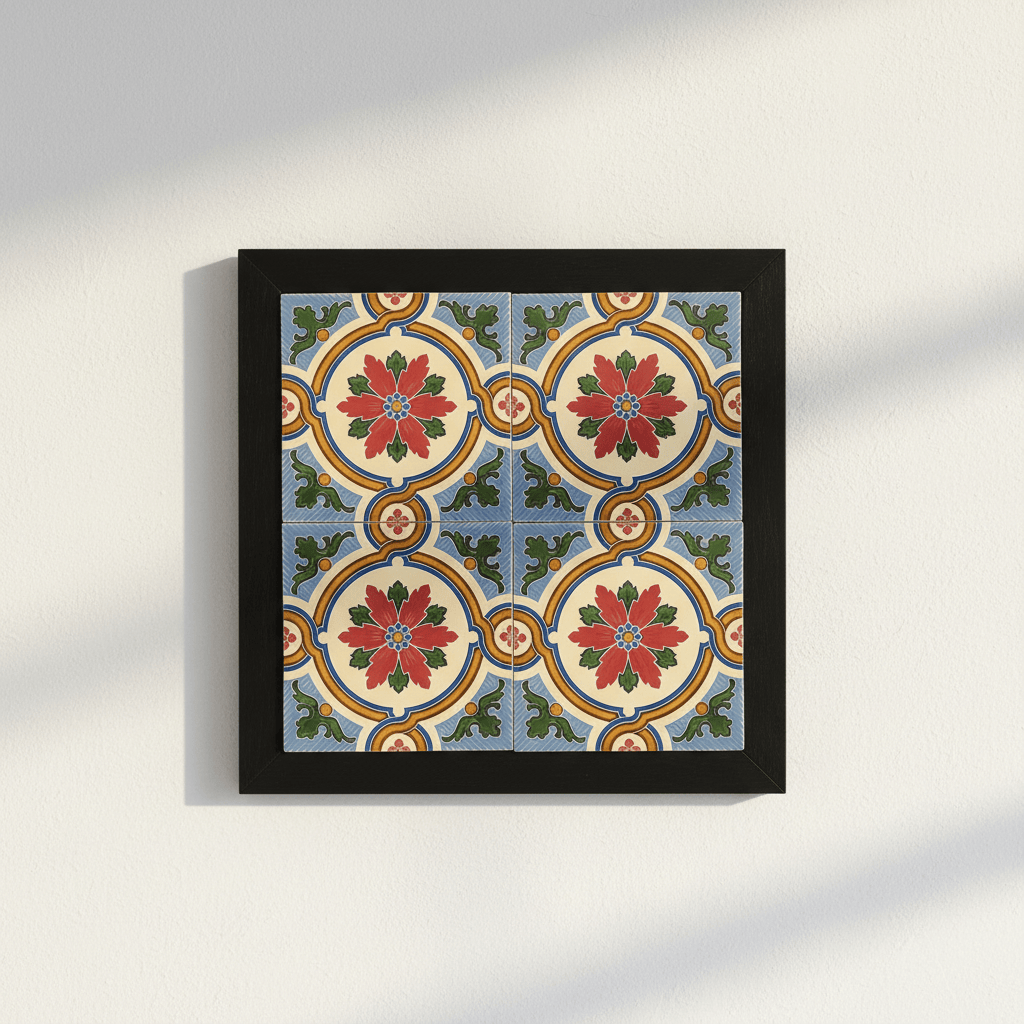 Azulejo hispano-maure artisanal 14x14cm | Fait main Portugal Azulejo Hispano-Maure 14x14cm