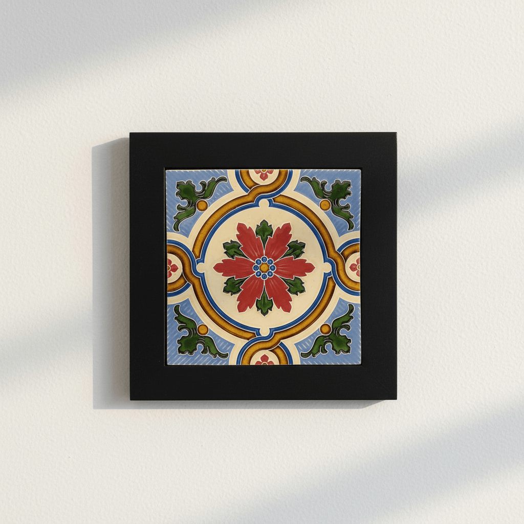 Azulejo hispano-maure artisanal 14x14cm | Fait main Portugal Azulejo Hispano-Maure 14x14cm