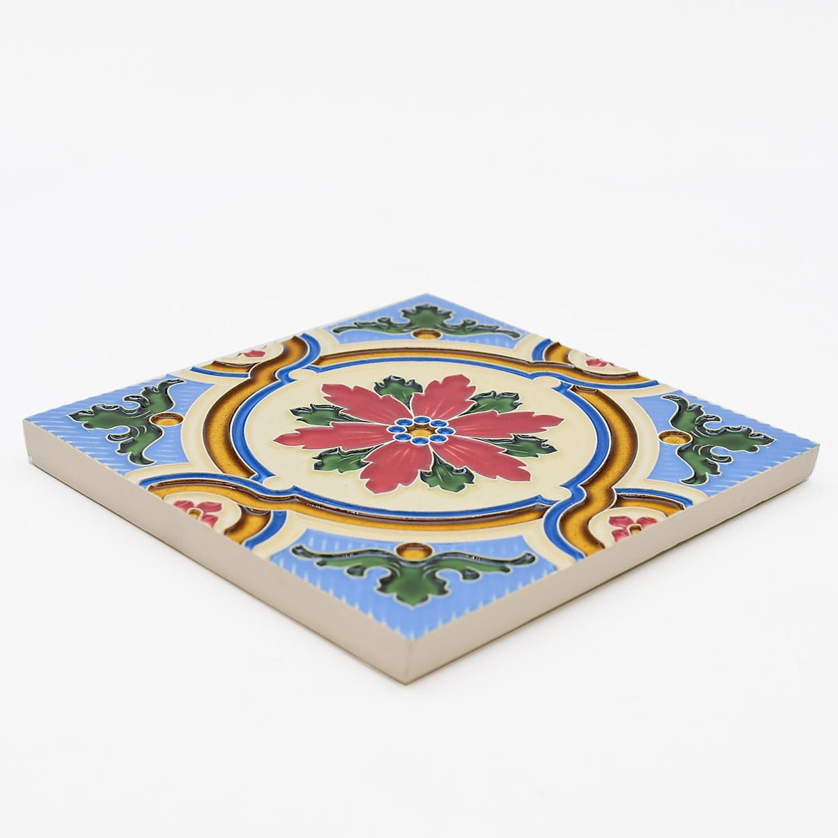Azulejo hispano-maure artisanal 14x14cm | Fait main Portugal Azulejo Hispano-Maure 14x14cm