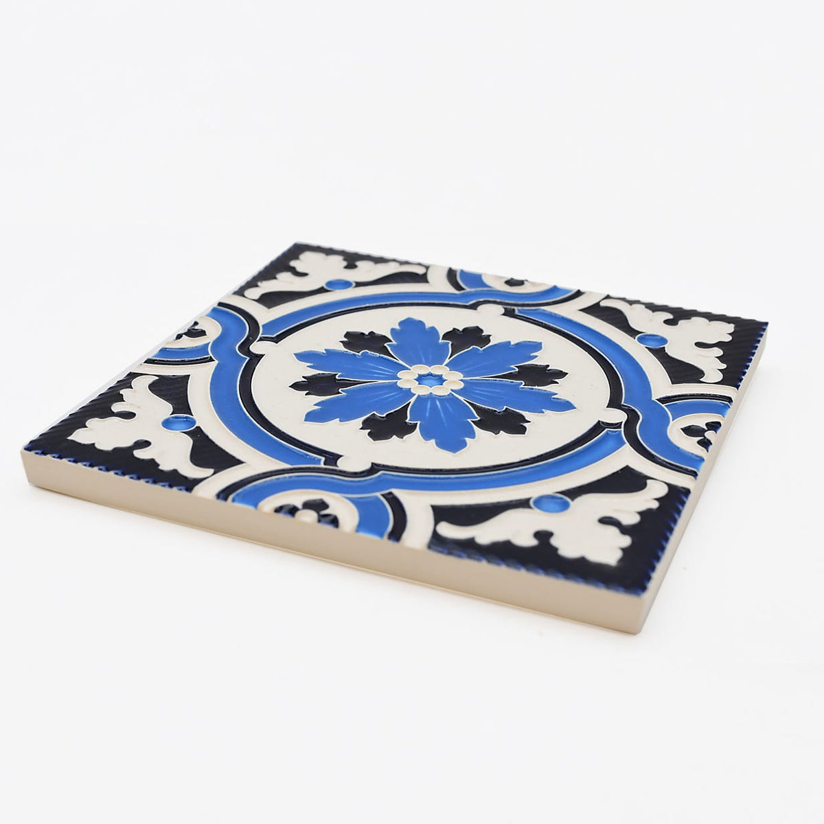 Azulejo hispano-maure artisanal 14x14cm | Fait main Portugal Azulejo Hispano-Maure 14x14cm