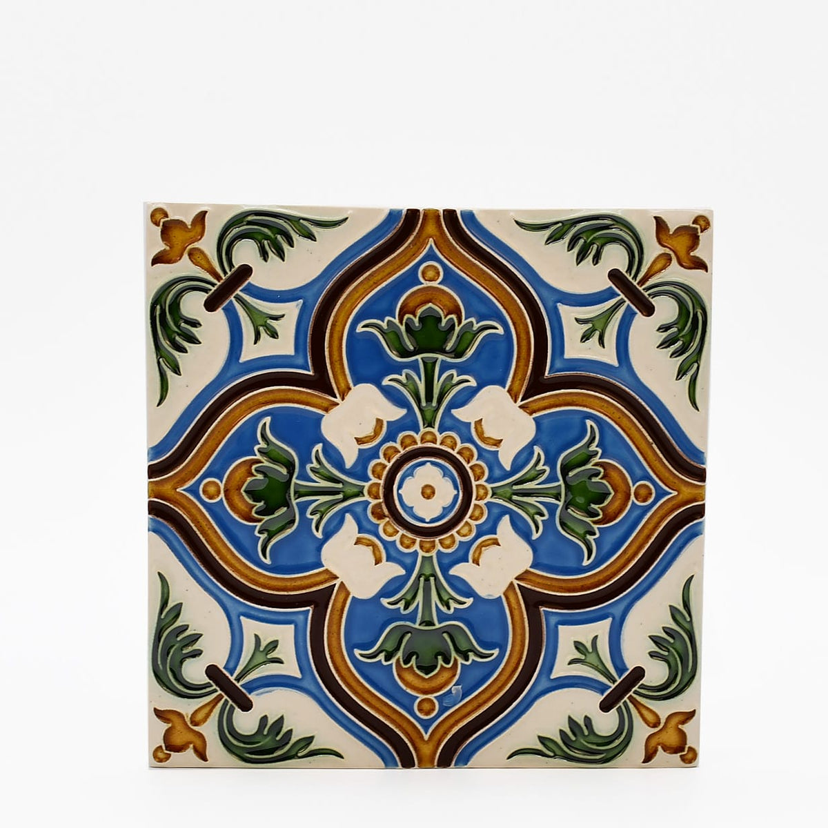 Azulejo hispano-maure artisanal 14x14cm | Fait main Portugal Azulejo Hispano-Maure 14x14cm