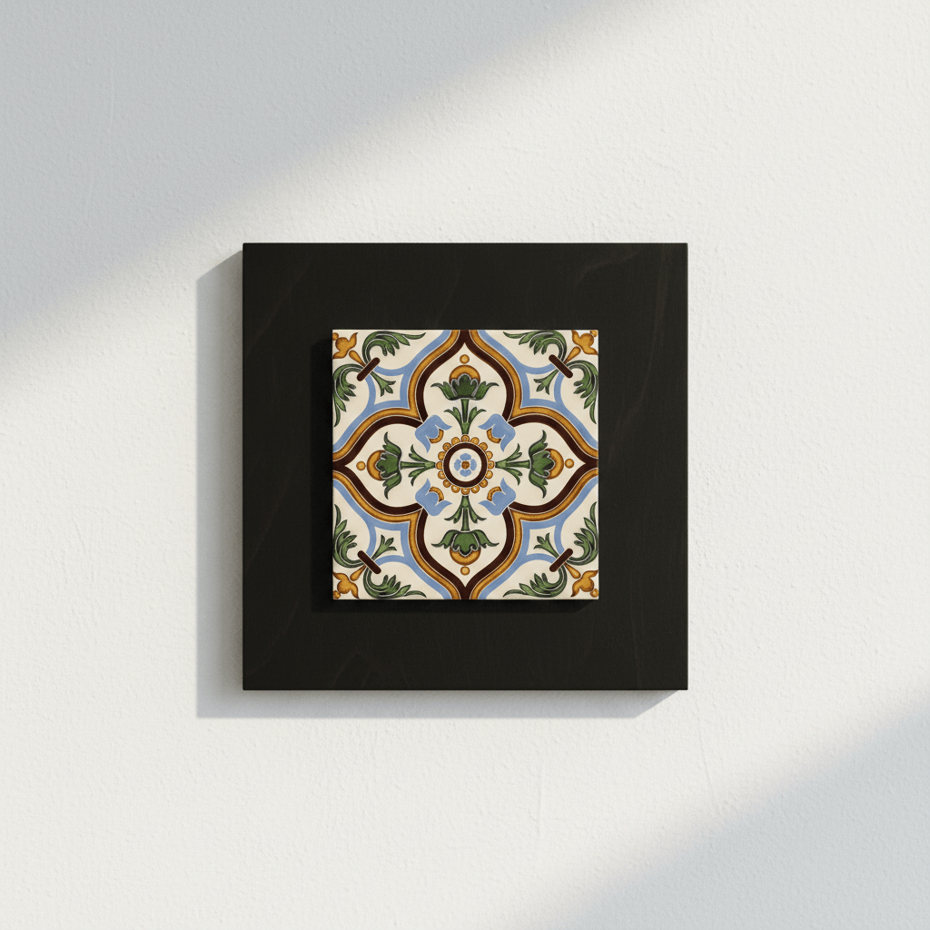 Azulejo hispano-maure artisanal 14x14cm | Fait main Portugal Azulejo Hispano-Maure 14x14cm