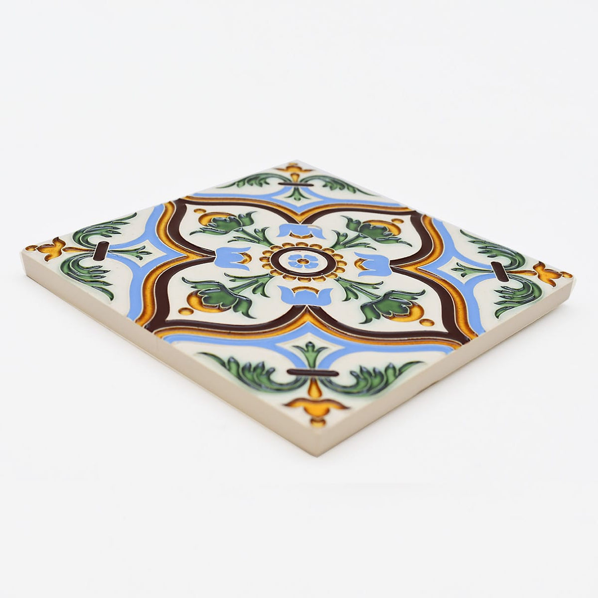 Azulejo hispano-maure artisanal 14x14cm | Fait main Portugal Azulejo Hispano-Maure 14x14cm
