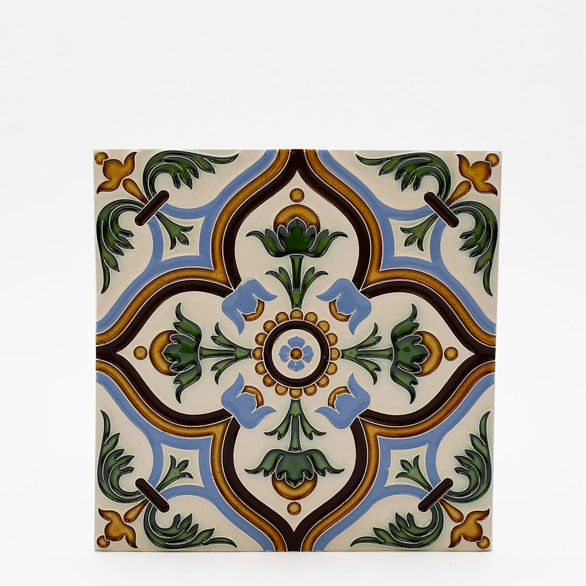 Azulejo hispano-maure artisanal 14x14cm | Fait main Portugal Azulejo Hispano-Maure 14x14cm
