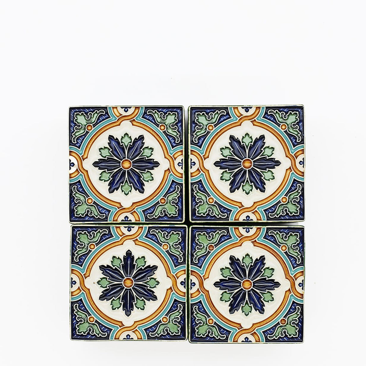 Boîte Céramique Artisanale Azulejos - Vert Émeraude & Liège Boite à secrets "Azulejos" - Vert