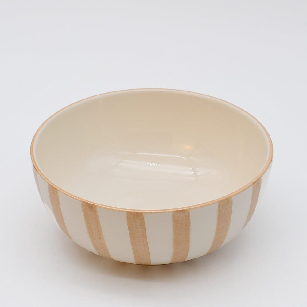 Bol à céréales en céramique portugaise rayé moka et blanc Bol à céréales rayé "Costa Nova Mar" 16cm - Moka