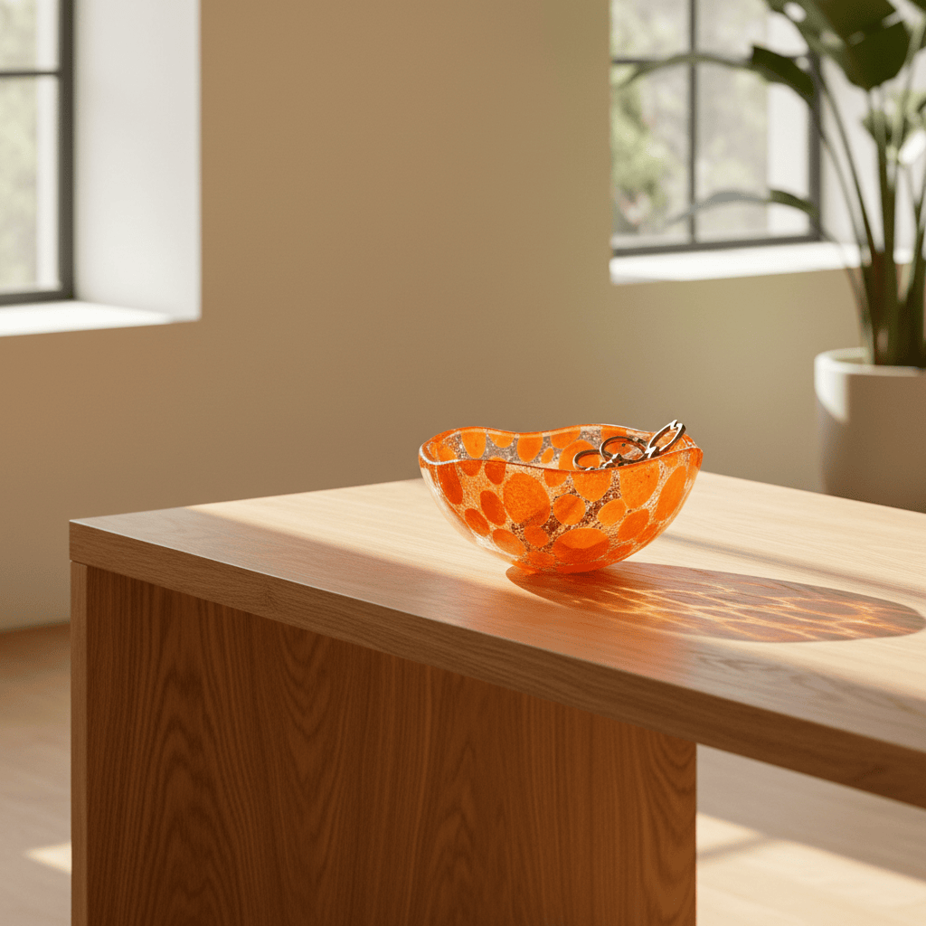 Bol en verre orange - 13cm I Artisanat portugais Saladier en verre "Marinha Grande" - 13cm