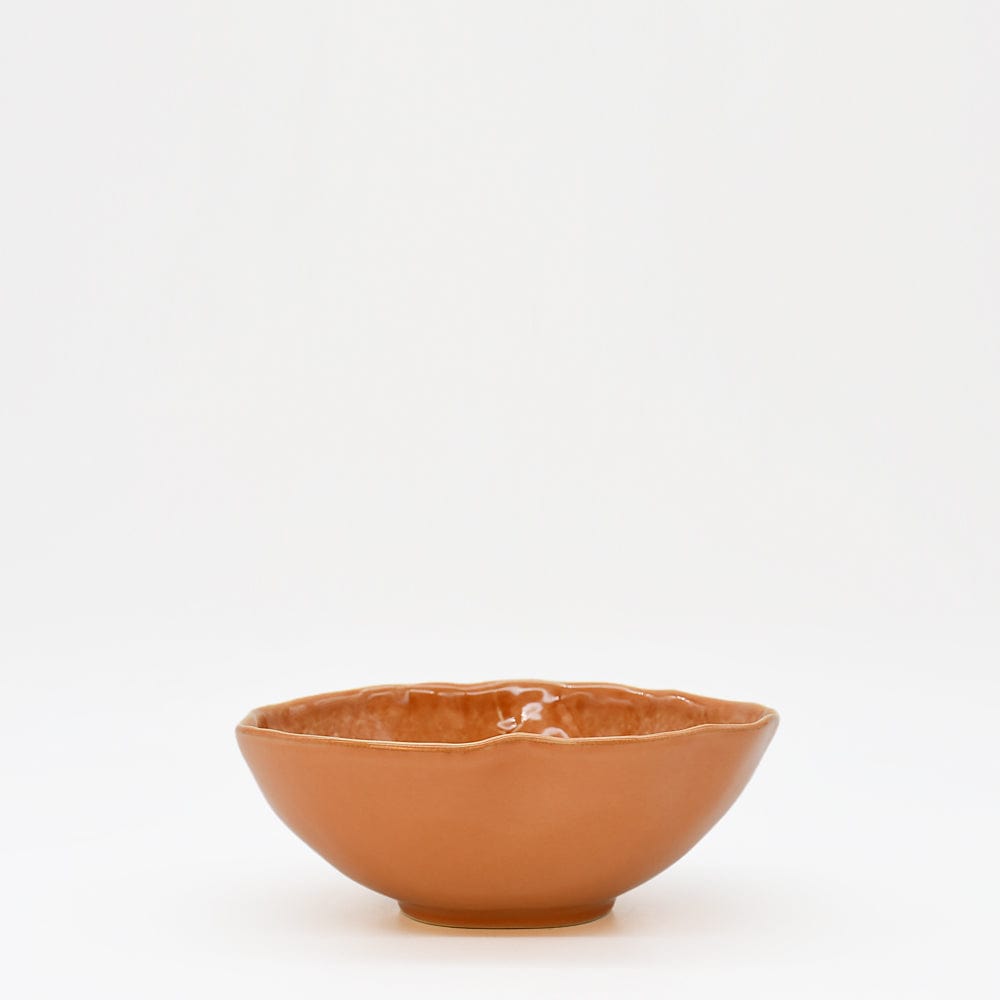 Bol orange feuille de chou en grès | Fabriquée au Portugal Bol en grès en forme de chou - Orange