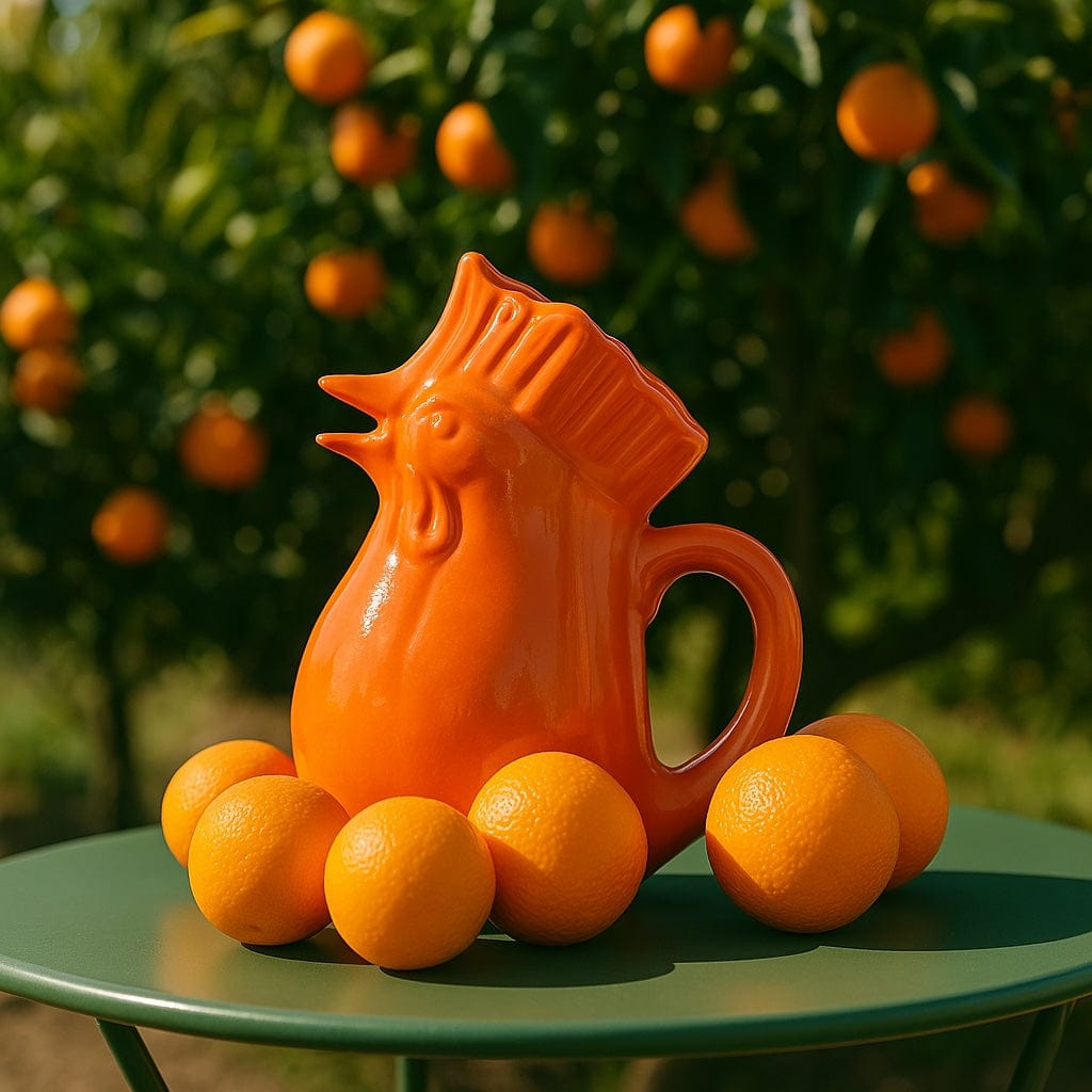 Carafe orange en céramique en forme de coq Carafe en céramique en forme de coq - Orange