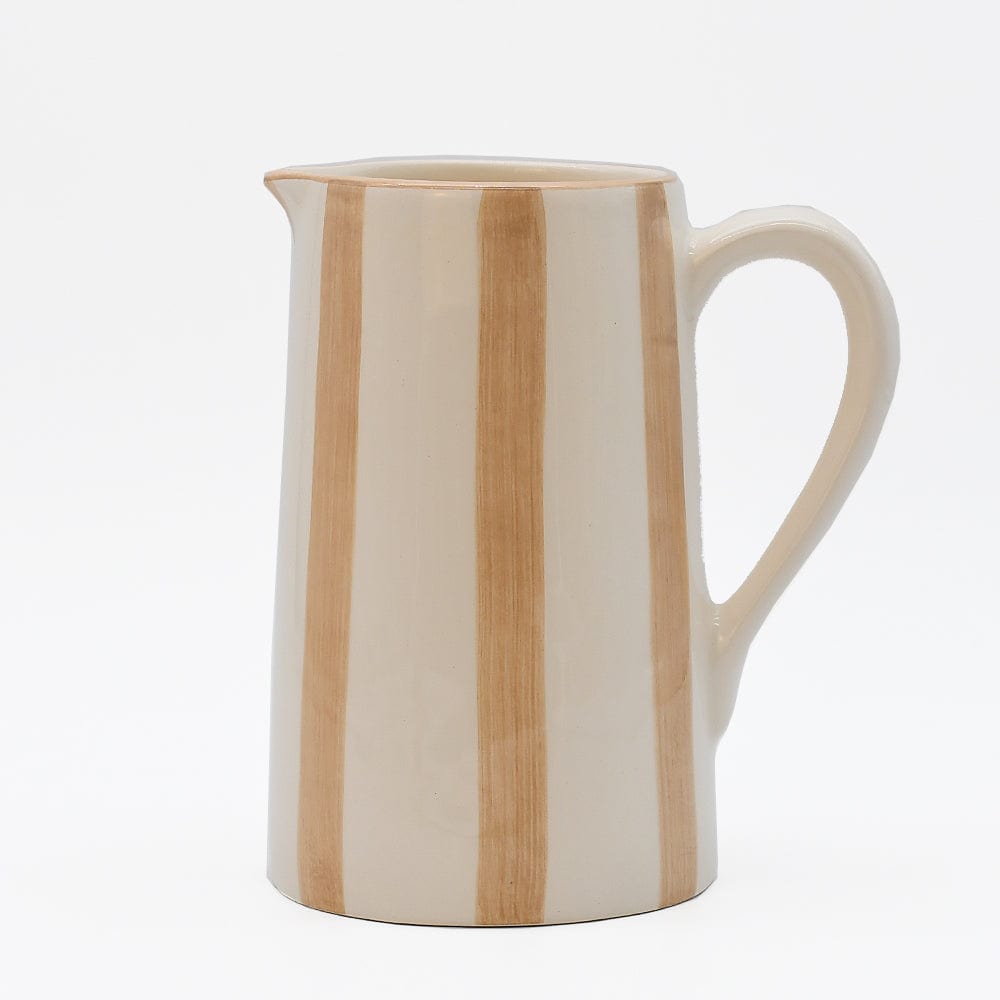 Carafe rayée en céramique Moka et blanc Carafe rayée "Costa Nova Mar" - Moka