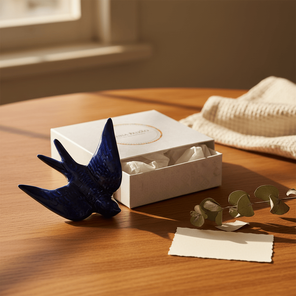 Coffret cadeau hirondelle en céramique bleu cobalt Coffret hirondelle - Bleu cobalt