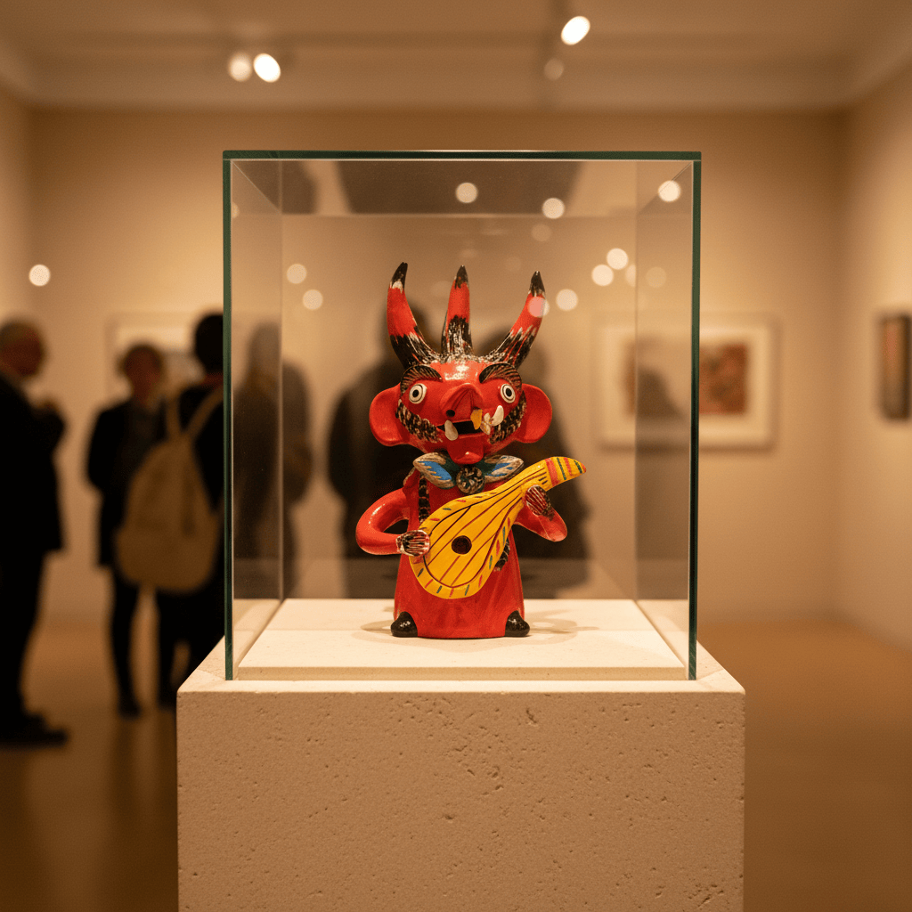 Diable à la guitare en terre cuite - Original de Prazeres Cota Diabo com guitarra 30cm - Prazeres Côta
