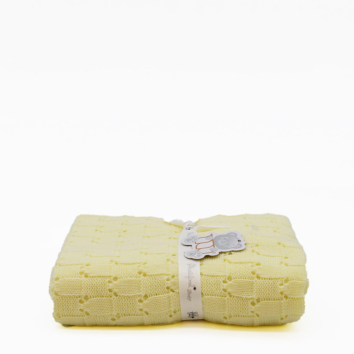 Doudou jaune en coton aux motifs sardines portugaises Couverture en tricot - Jaune