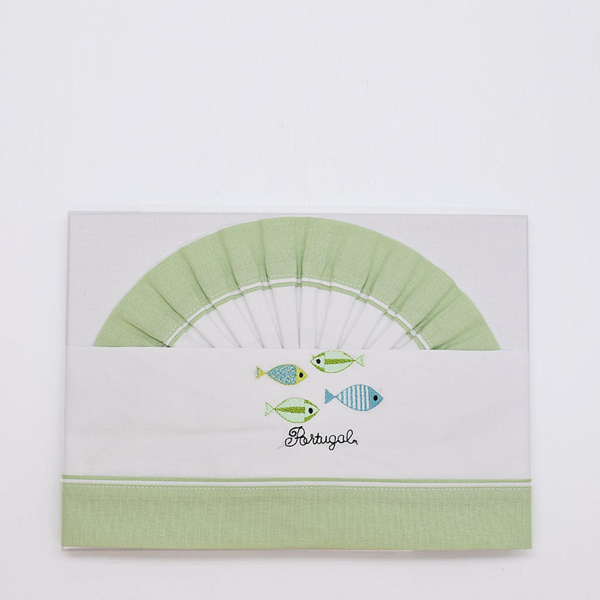 Doudou jaune en coton aux motifs sardines portugaises Tour de lit en coton "Sardinhas" - Vert