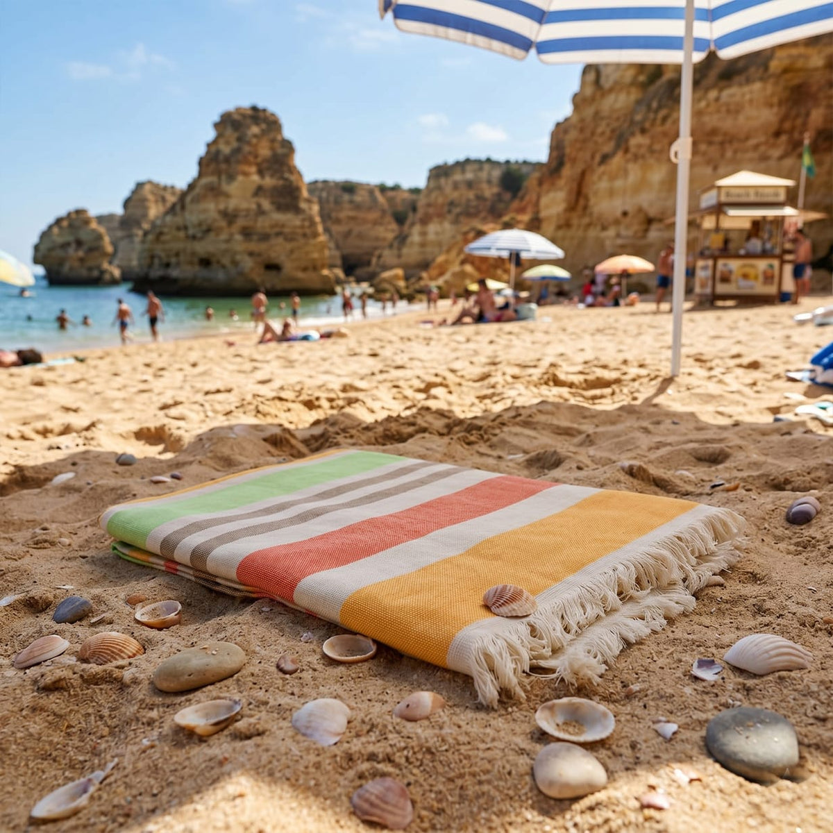 Drap de plage portugais 100% coton | Léger & séchage rapide Drap de plage portugais en coton