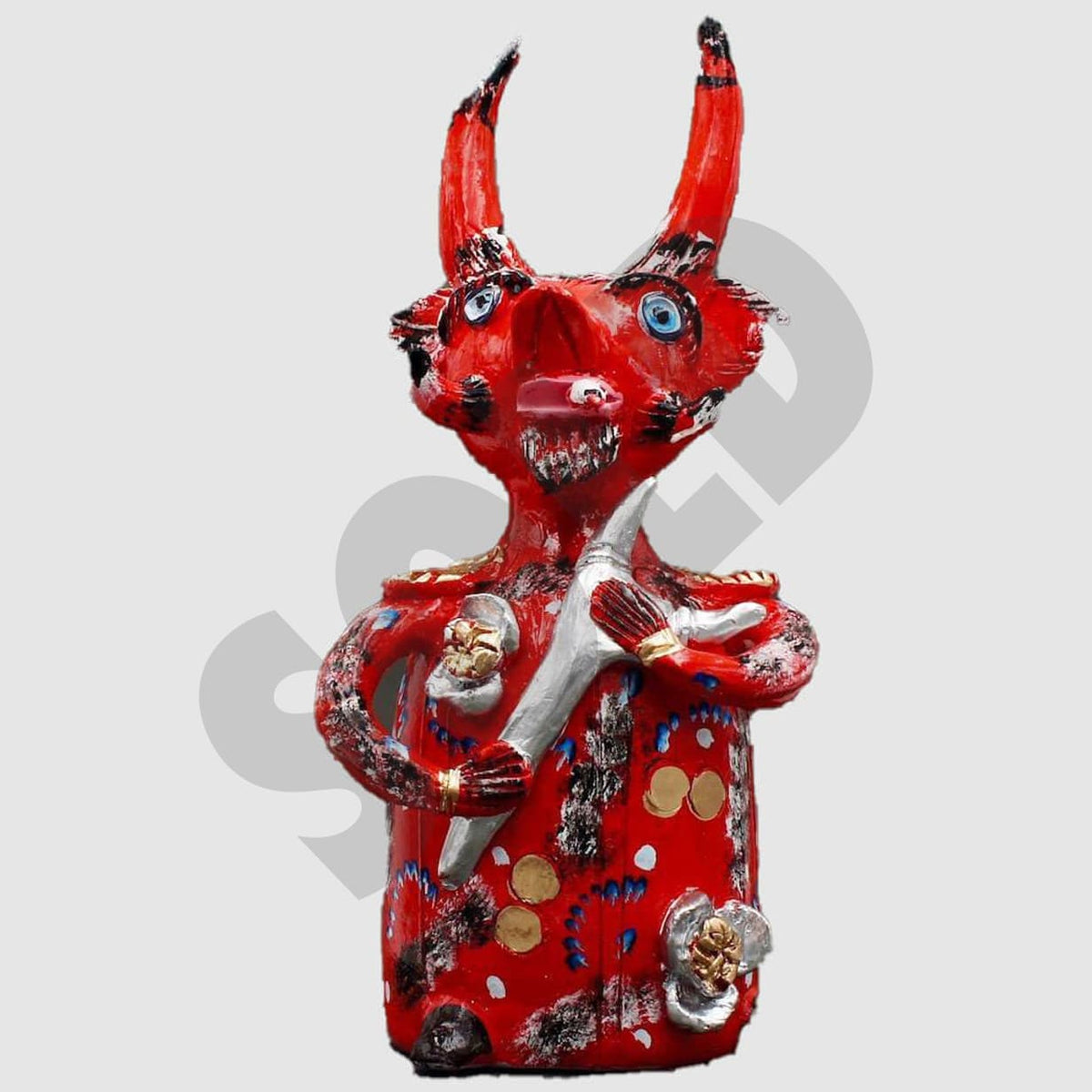 Grande figurine du Diable en terre cuite par Julia Cota Diabo com cigarro 40 cm - Júlia Côta