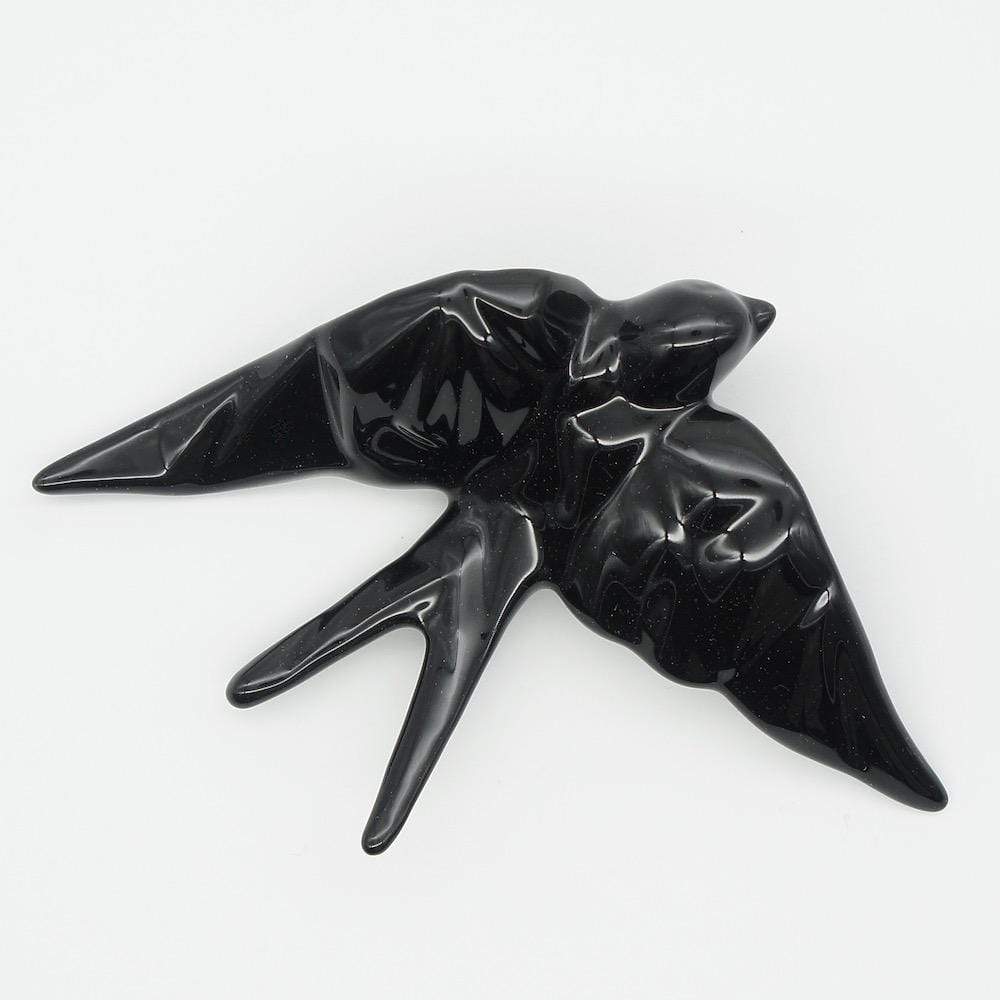 hirondelle en céramique stylisée et modernisée noir brillant, dans sa boîte cadeau Luisa Paixão. Coffret hirondelle stylisée - Noir