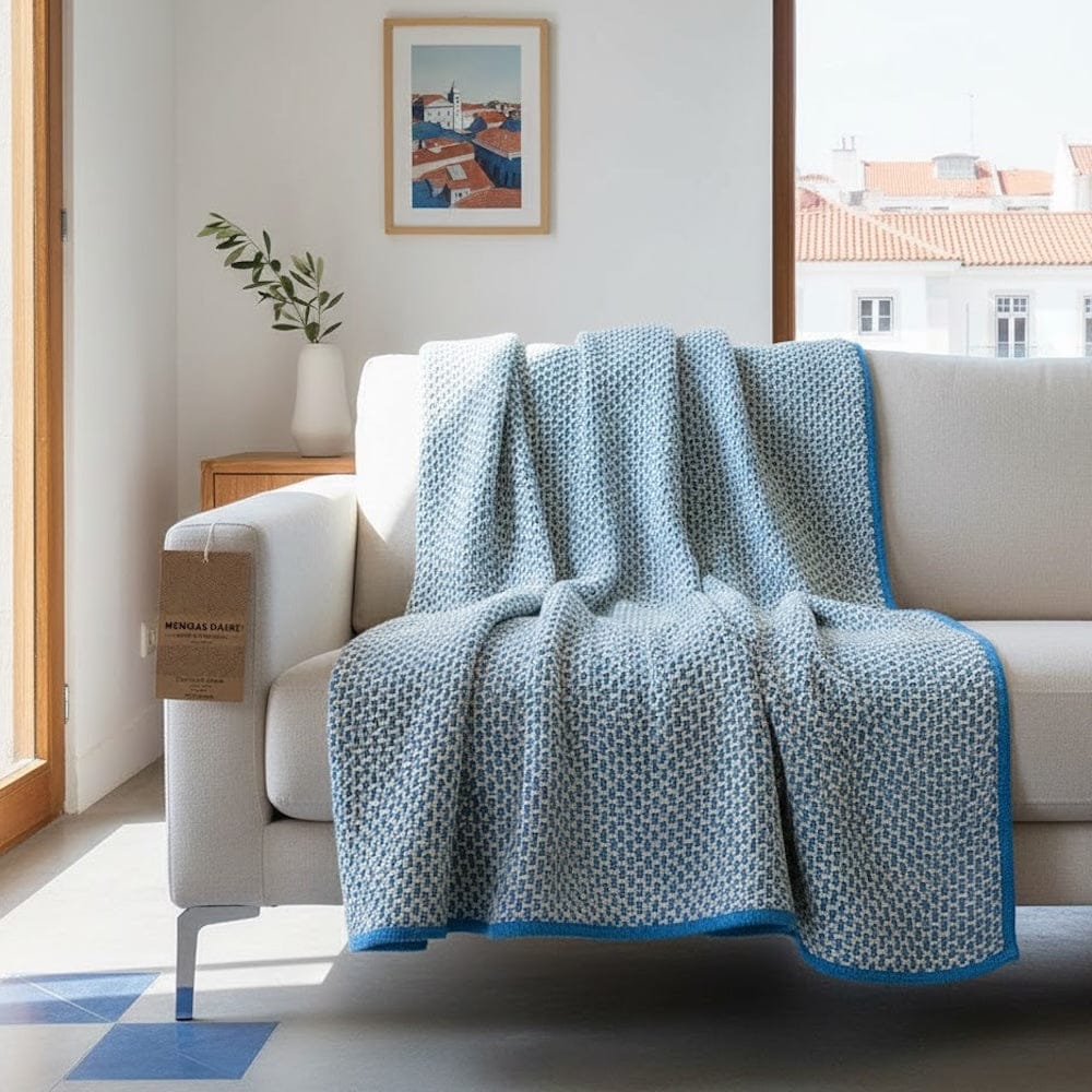 Maxi Plaid en coton Turquoise Mezinas d'Aire Maxi Plaid en coton - Turquoise