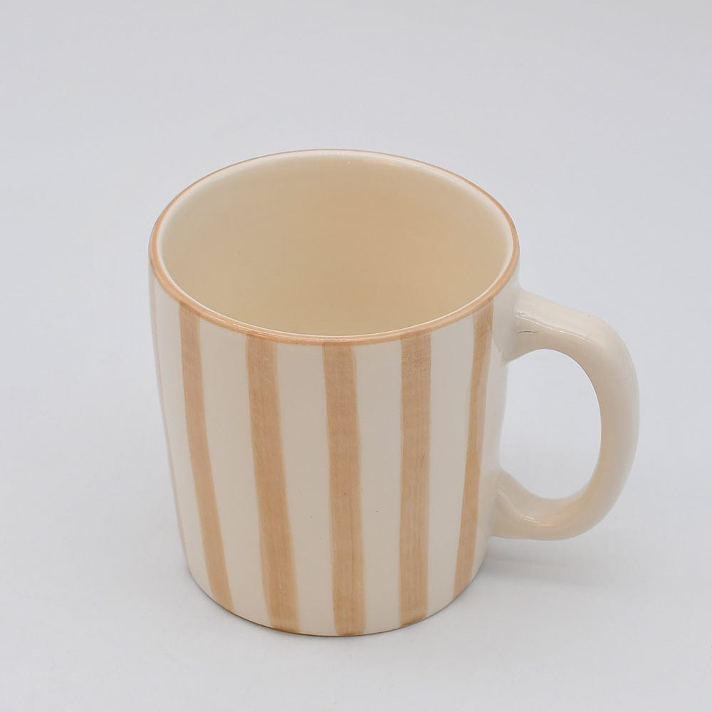 Mug en céramique portugaise rayé moka et blanc Mug rayé "Costa Nova Mar" - Moka