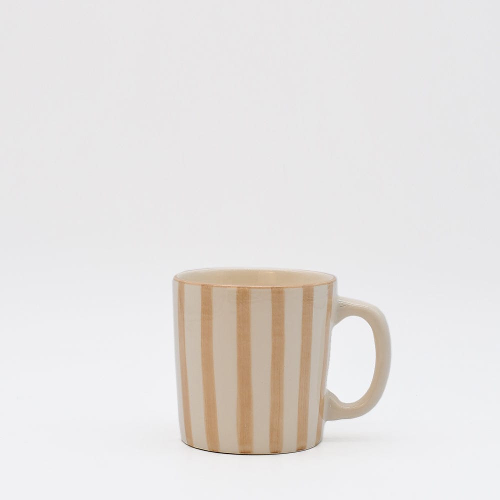 Mug en céramique portugaise rayé moka et blanc Mug rayé "Costa Nova Mar" - Moka