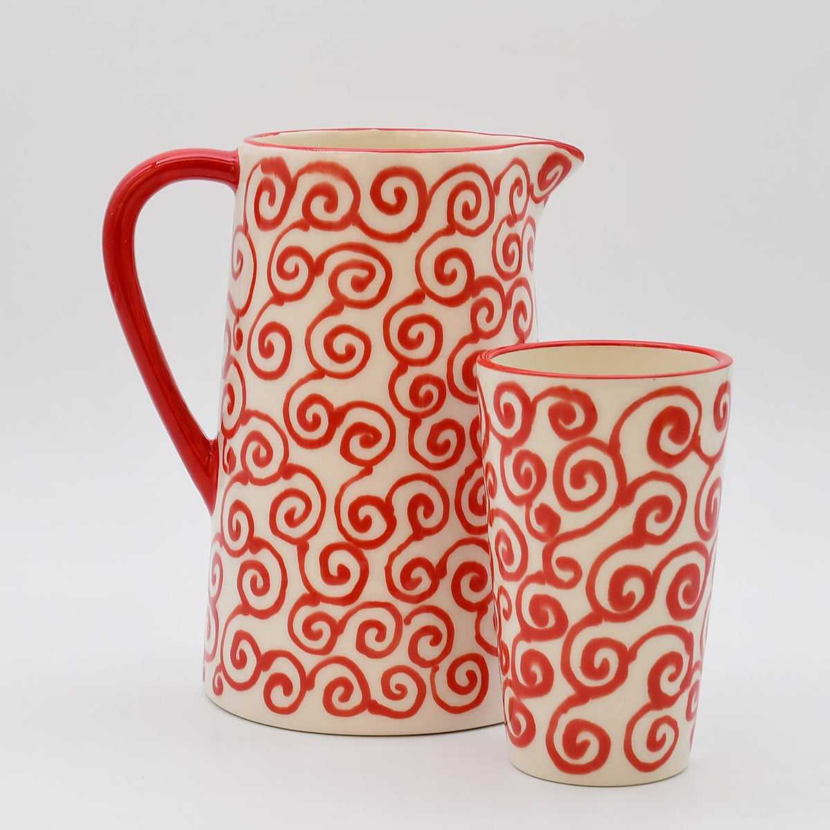 Mug Tourbillon rouge & crème en céramique artisanale Mug “Redemoinho” - Rouge