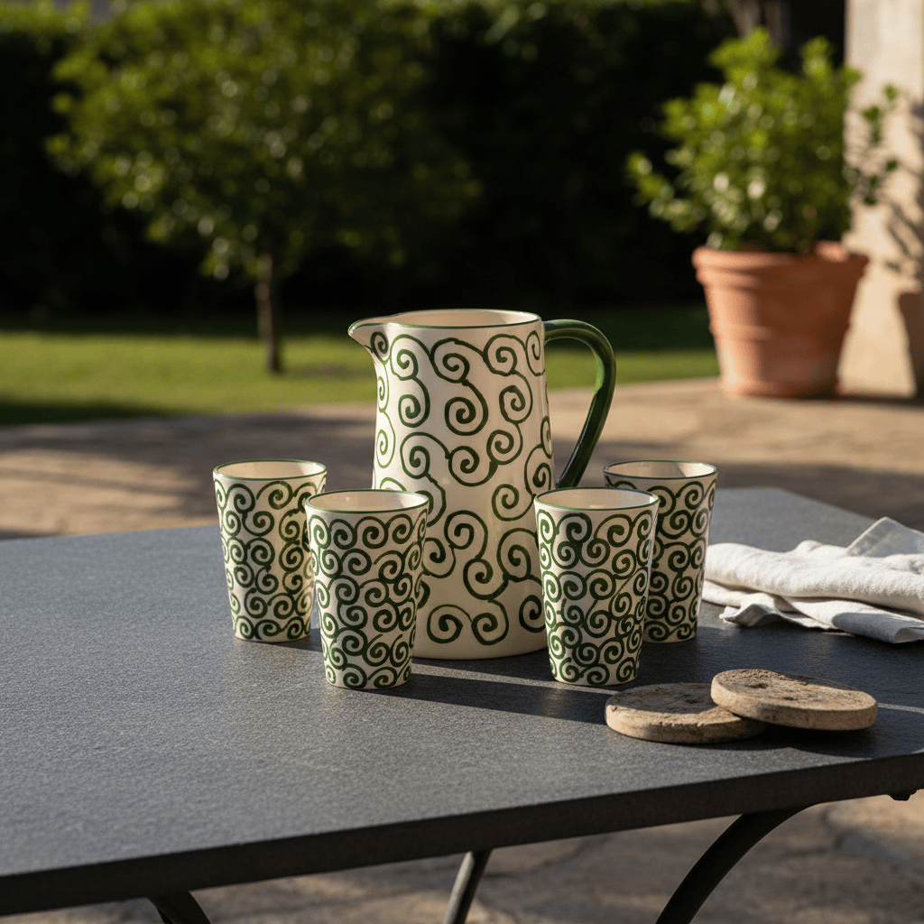Mug Tourbillon vert & crème en céramique artisanale Mug “Redemoinho” - Vert