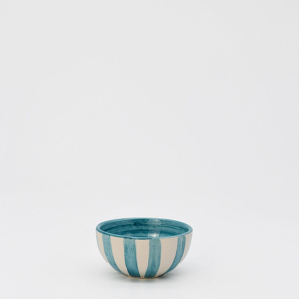 Petit bol en céramique rayé turquoise et blanc Petit bol rayé "Costa Nova Mar" - Turquoise