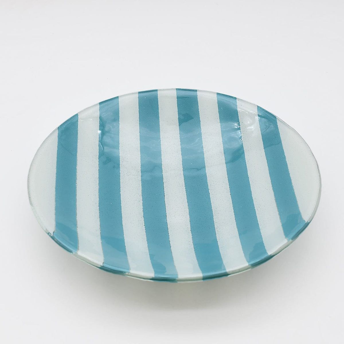 Plat de service en verre turquoise I Artisanat portugais Plat en verre "Marinha Grande" - Turquoise