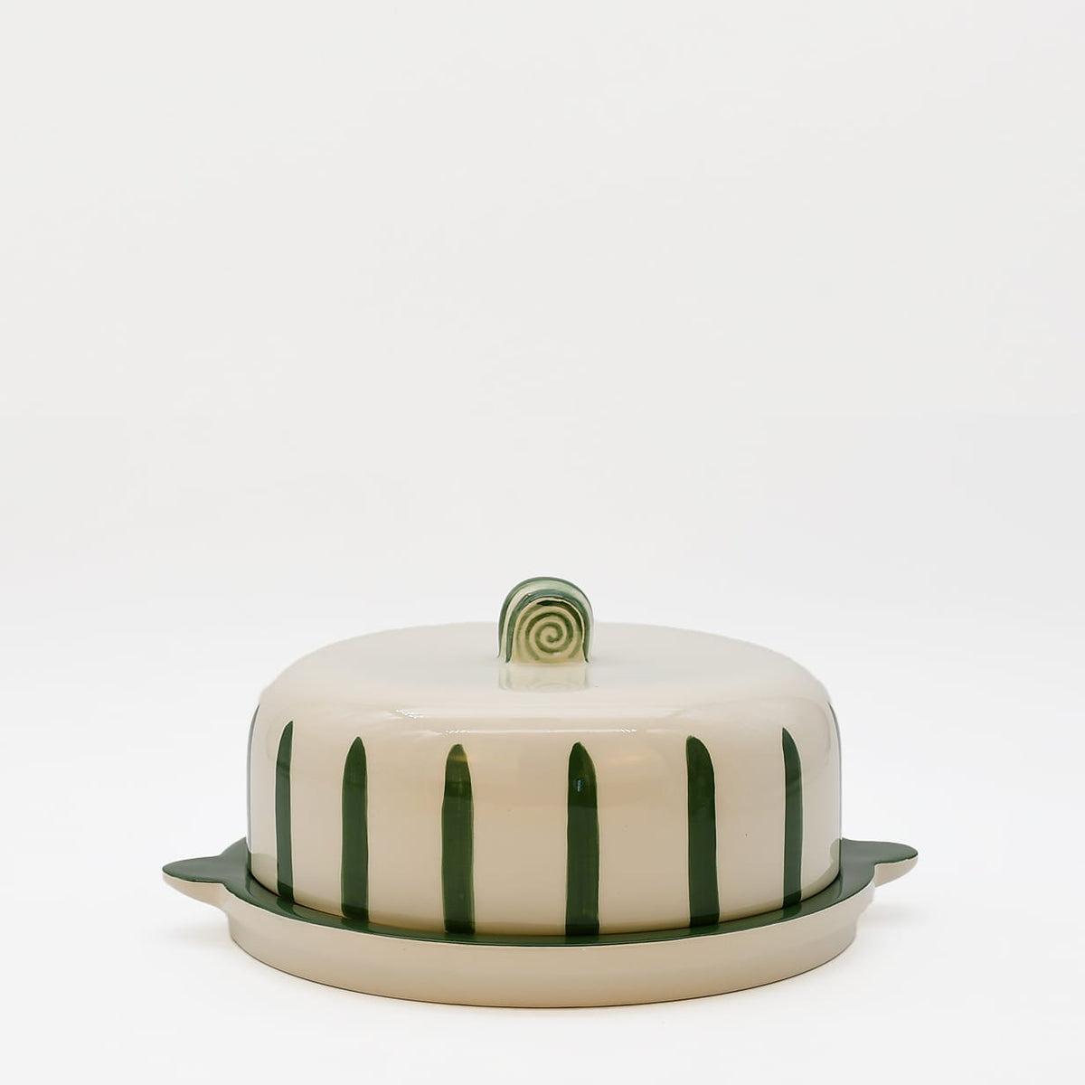 Plateau à fromage ou gâteau en céramique à rayures vertes Costa Nova Plateau à fromage ou gateau "Costa Nova Mar" - Vert