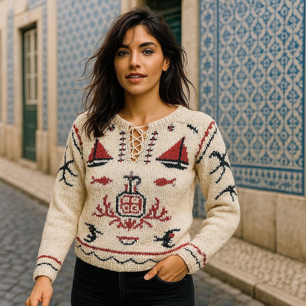 Pull-over portugais traditionnel Poveira Blanc Pull-over Poveira - Blanc