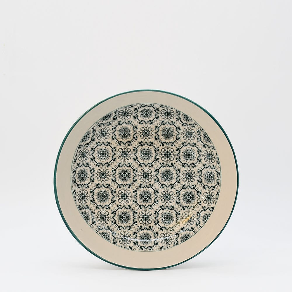 Saladier bas en céramique motifs azulejos verts et blancs Saladier en céramique "Padrão" - Vert