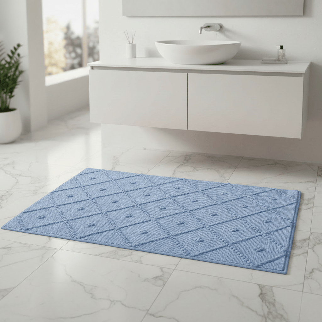 Tapis de salle de bains portugais Bleu ciel I 100x50cm Tapis de salle de bain 100x50 - Bleu ciel