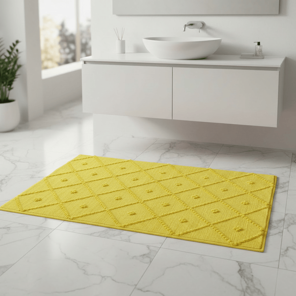 Tapis de salle de bains portugais Jaune I 100x50cm Tapis de salle de bain 100x50 - Jaune
