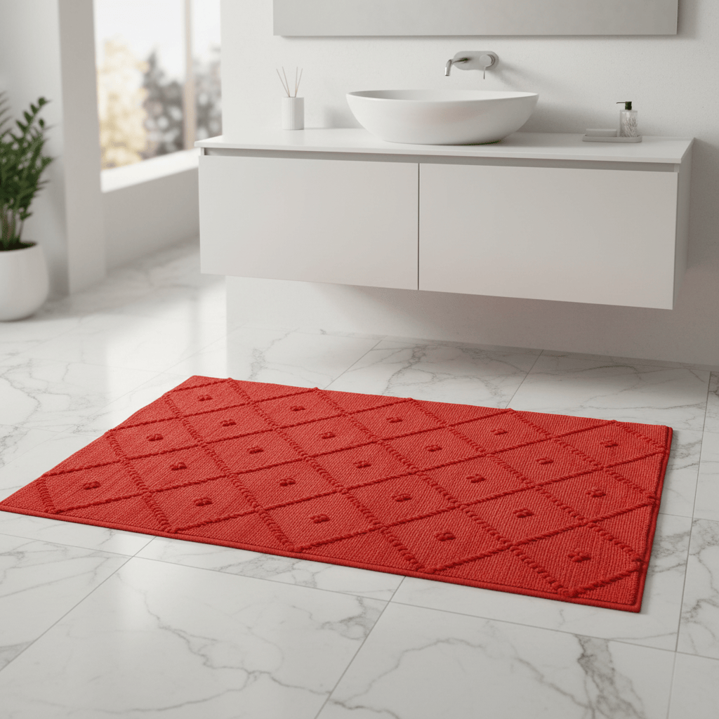 Tapis de salle de bains portugais Rouge I 100x50cm Tapis de salle de bain 100x50 - Rouge
