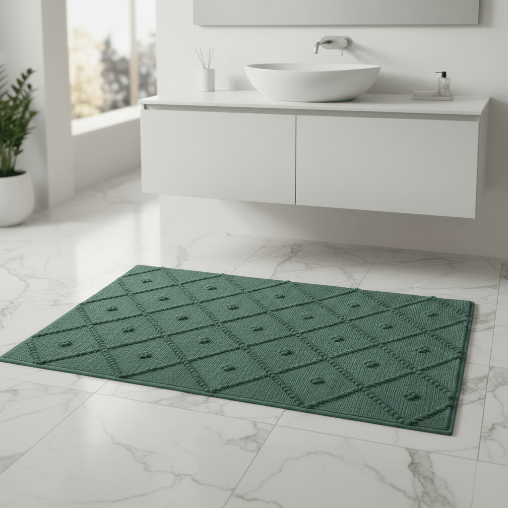 Tapis de salle de bains portugais Vert bouteille I 100x50cm Tapis de salle de bain 100x50 - Vert bouteille