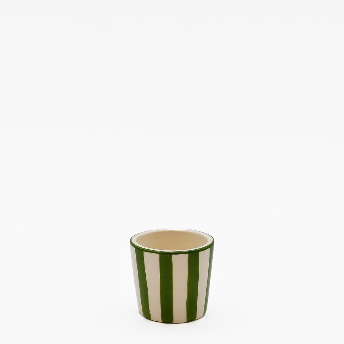 Tasse espresso Costa Nova artisanale verte peinte main Tasse à espresso rayée "Costa Nova Mar" - Vert