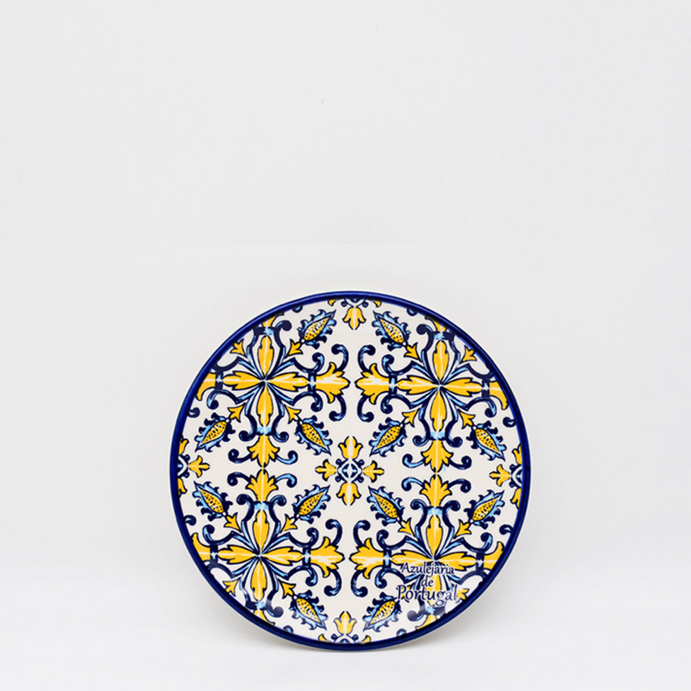 Assiette en céramique traditionnelle de Portugal I Jaune 20cm Assiette en céramique "Tradicional" Jaune - 20 cm