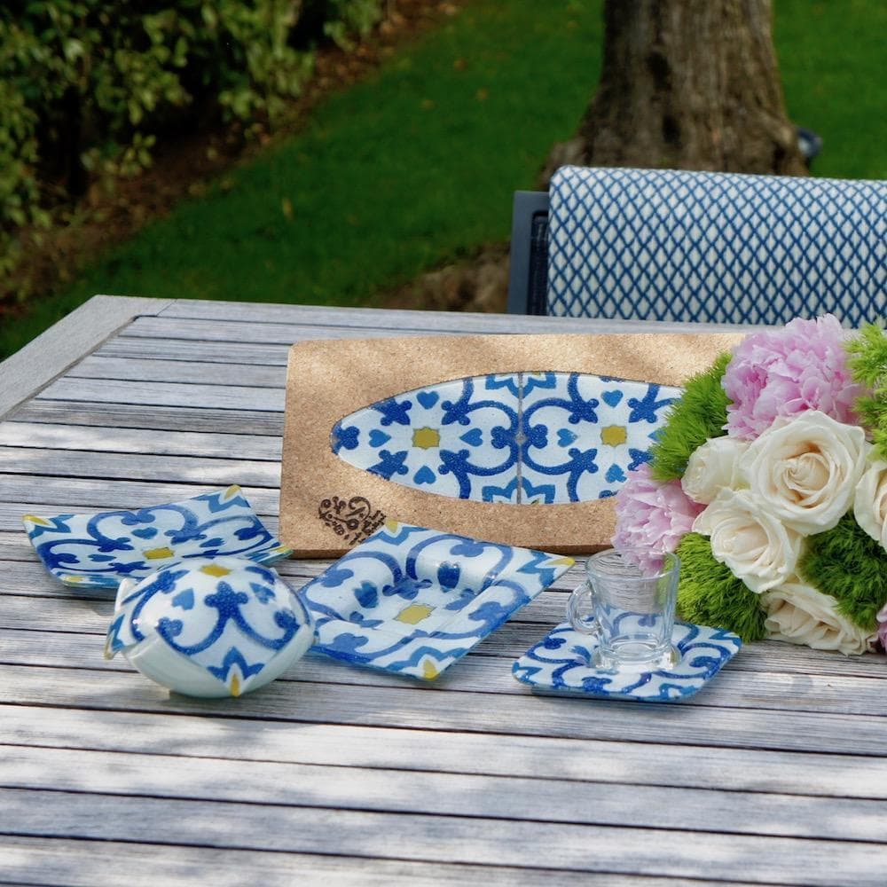 Schachtel aus Fusingglas "Azulejos"