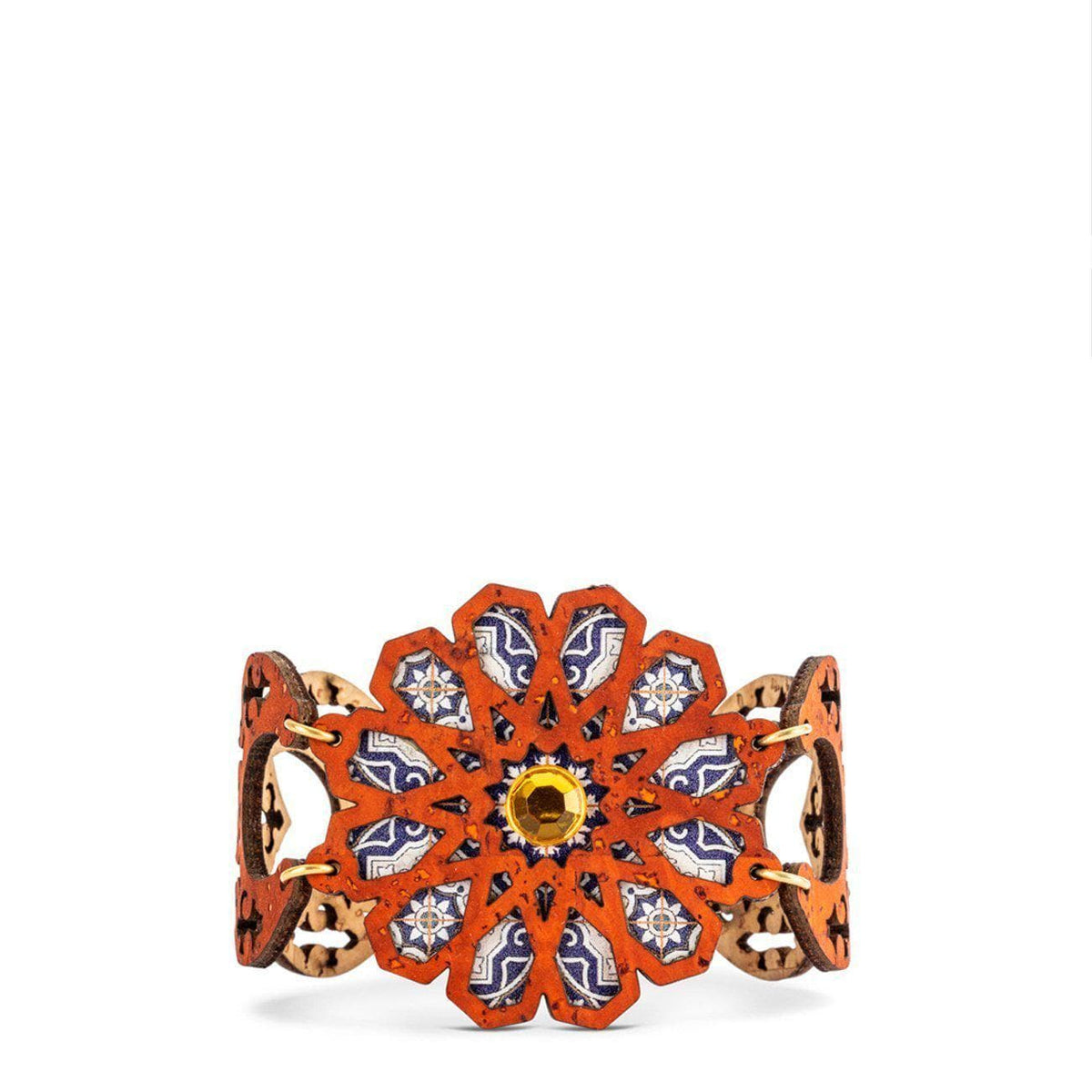 Bracelet en liège orange "Azulejos"