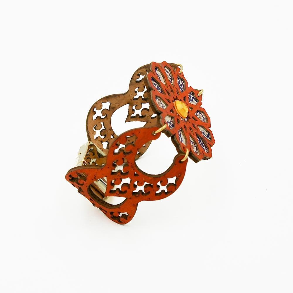 Bracelet en liège orange "Azulejos"