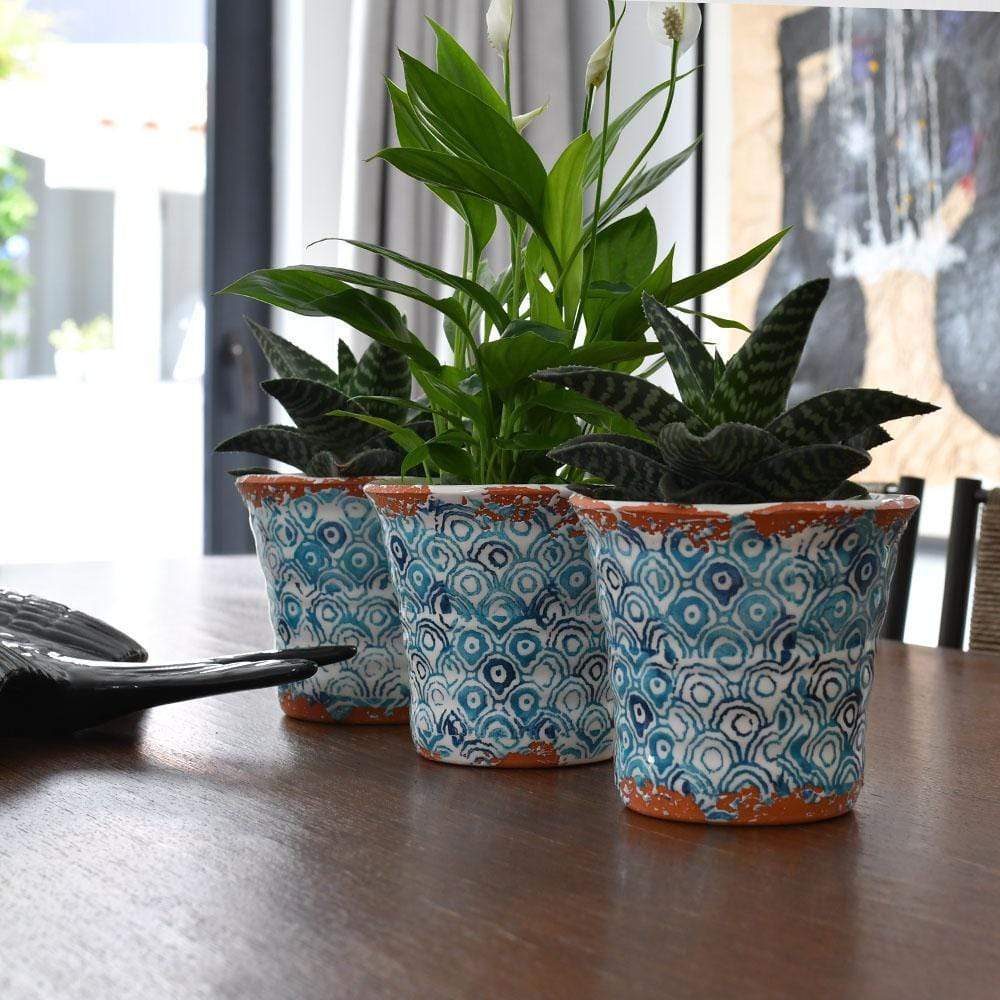 Cache pot en terre cuite vitrifiée "Alentejo" - 12 cm
