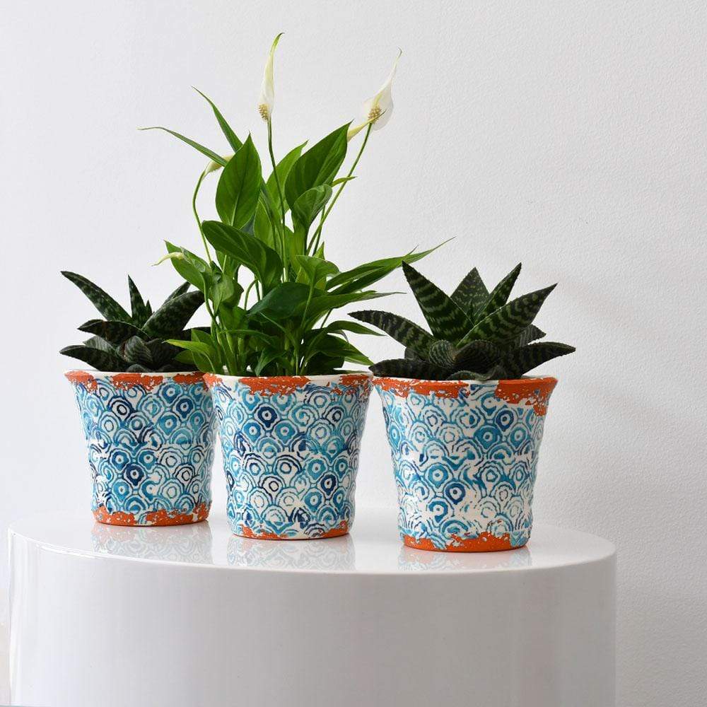 Cache pot en terre cuite vitrifiée "Alentejo" - 12 cm