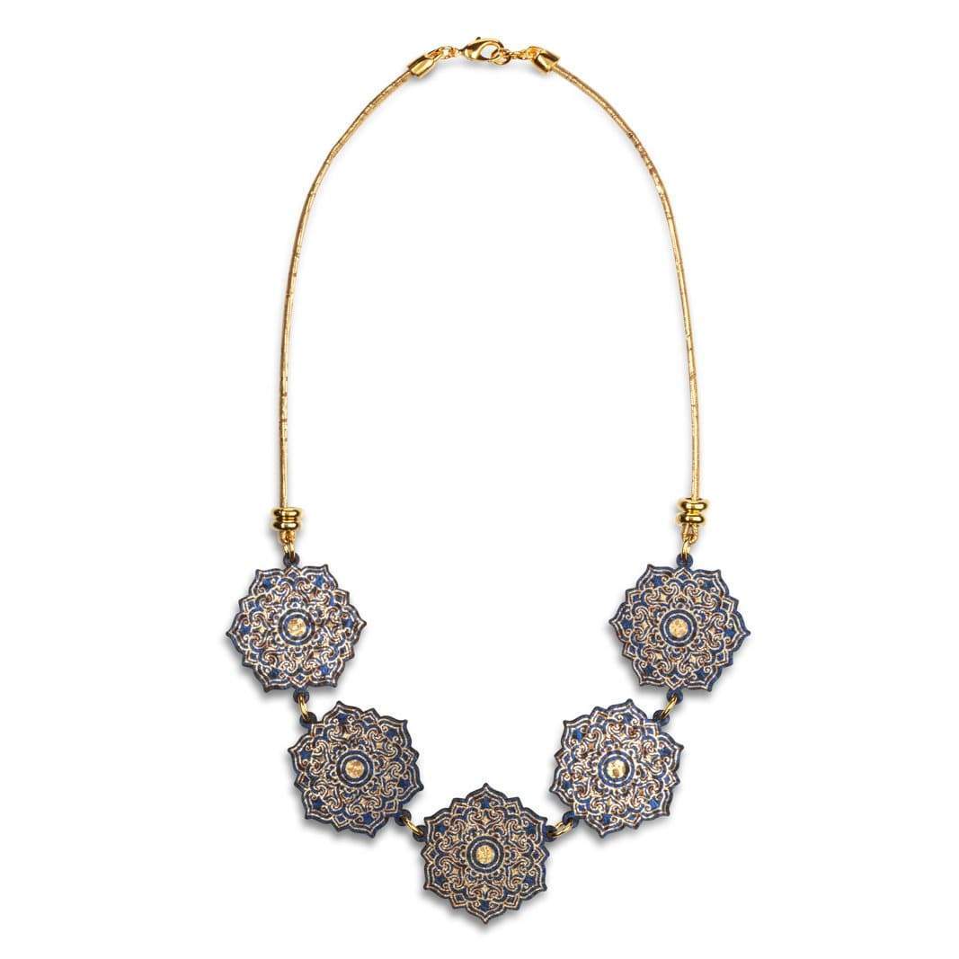 Collier en liège Bleu "Azulejos"